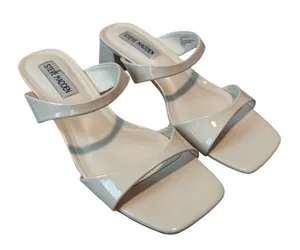 Steve Madden Astrah White Patent Block Heel Sandals Size 7 thumbnail 1