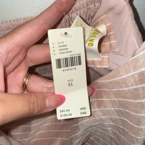 NWT $90 Anthropologie x Maeve Pink Maeve Shirred Pullover Striped Tank XL thumbnail 8
