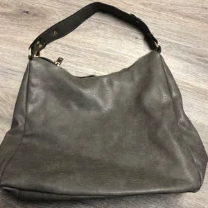 Large Gray Faux Leather Purse thumbnail 1