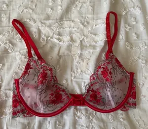 Victoria's Secret Vibrant Red Lace Bras 34C thumbnail 1
