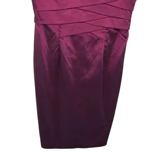 Adrianna Papell Cross neck burgundy midi pencil dress size 6 party business form thumbnail 7