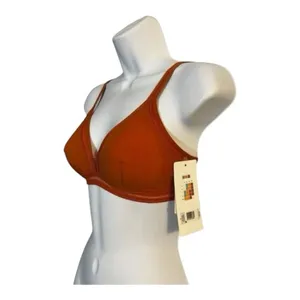 Women Orange Brown Mesh Trim Bralette Size M Wireless Unlined Lingerie thumbnail 3