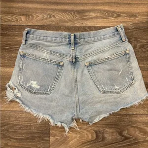 Agolde Distressed Light Blue Denim Shorts Size 26 Button Fly thumbnail 5
