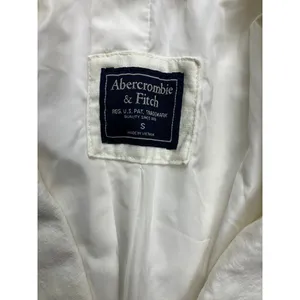 Abercrombie & Fitch Womens Linen Blend Double Breasted Blazer Cream‎ Small S thumbnail 2