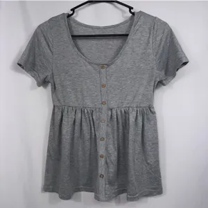 Icon Apparel Women’s M Gray Button Front Babydoll Top thumbnail 1