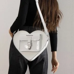 NWT Dr. Martens White Leather Heart Shaped Bag featuring the iconic heart thumbnail 8