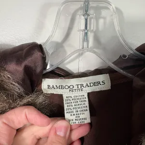 Boston Traders Vintage Y2K Fur Trim Brown Velvet Velour Full Zip Track Jacket M thumbnail 3