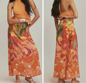 Farm Rio Satin Slip A-Line Floral Maxi Skirt, Size S thumbnail 2