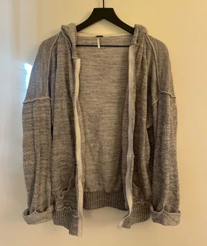 Free People Grey Knit Zip-up hoodie thumbnail 1