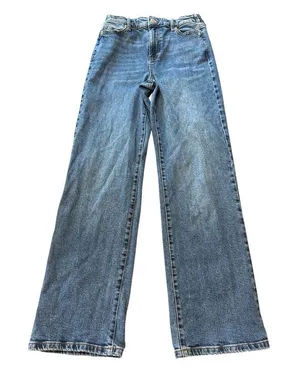 No Boundaries Womens Jeans Medium Wash Size XS High Rise Baggy Wide Leg thumbnail 1