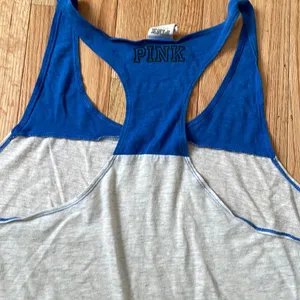 PINK Victoria's Secret Shirt Womens Large Blue White Tank Top Logo Ladies thumbnail 11
