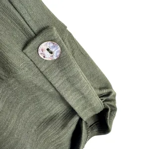 Coin 1804 Green Collared Short Roll Tab Sleeve Knit Button Up Blouse Size Large‎ thumbnail 4