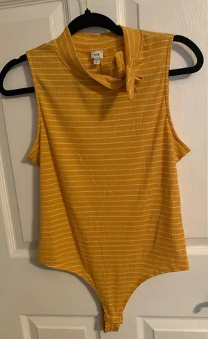 Yellow & White Bodysuit Size L thumbnail 1