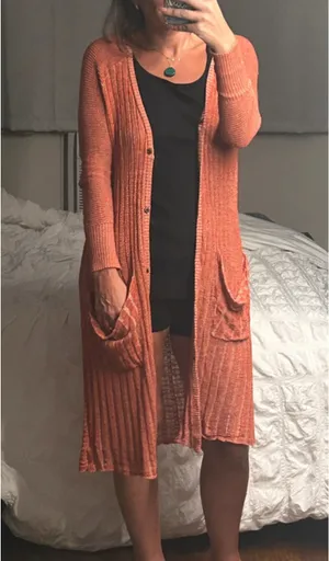 Free People Coral Long Duster Cardigan thumbnail 3