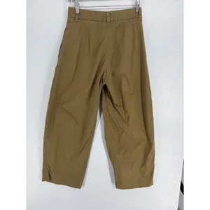 COS Womens Pants Brown Khaki Pleated Barrel Leg Cropped High Rise 4 thumbnail 3