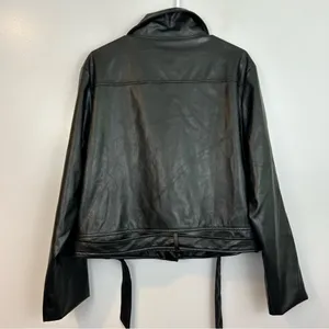 NWT PrettyLittleThing Black Faux Leather PU Biker/Moto Jacket Plus Size XL thumbnail 10
