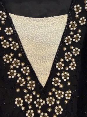 Papell Studio Silk Beaded Mini Cocktail Dress Black Size Small Embellished NWT thumbnail 3