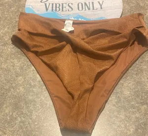 Aerie Rich Brown Textured Bikini Bottom XL thumbnail 1
