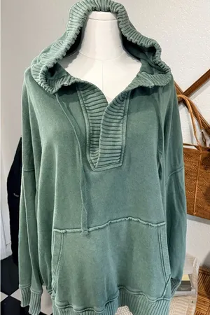 Aerie Green Hooded Sweater thumbnail 1