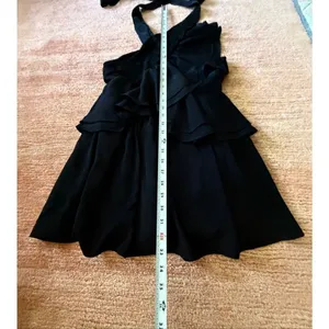The Impeccable Pig Black Halter Ruffle Mini Dress Size S thumbnail 3