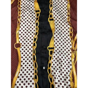 Zara TRF Collection Brown, Black, White chain and scarf long sleeve blouse M thumbnail 6