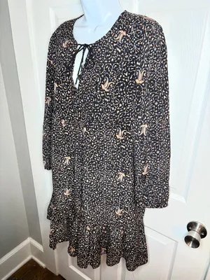 Madewell Silk Fiesta Paisley Tiered Mini Dress Black Tan 10 thumbnail 7