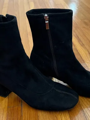 A New Day Black faux Suede Mid-Calf Block Heel round toes Boots, size 8.5 thumbnail 10