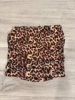 Amazon Leopard Print Ruched Mini Skirt thumbnail 2