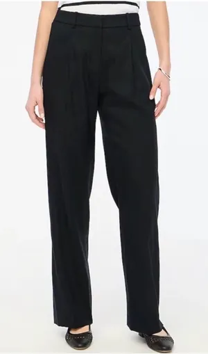 J.Crew Black Linen Blend Wide Leg Trousers Pants BY754 Womens 6 thumbnail 1