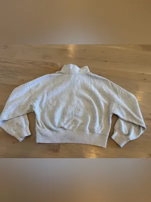 Abercrombie & Fitch Soft Max Essentials half zip cropped sweatshirt gray small thumbnail 11