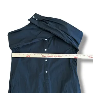Black Cotton Collared Drop Waist Shirt Dress Women’s S Long‎ Sleeve Ruffle Hem thumbnail 3