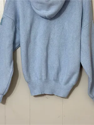 Alo Yoga Scholar Hooded Sweater Blue XS Oversized Ribbed Knit Hoodie thumbnail 11