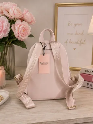 Juicy Couture Royal Moment Quilted Velour Medium Backpack Pink Heart NWT thumbnail 4