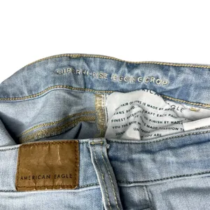 American Eagle Light Wash Distressed Super Hi-Rise Jegging Crop Jeans Sz‎ 4 thumbnail 7