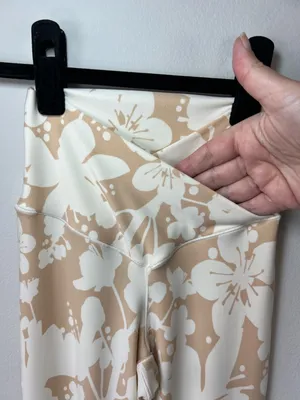 Offline By Aerie Real Me Super Flare Crossover HiRise Leggings Tan Floral Y2K XS thumbnail 5