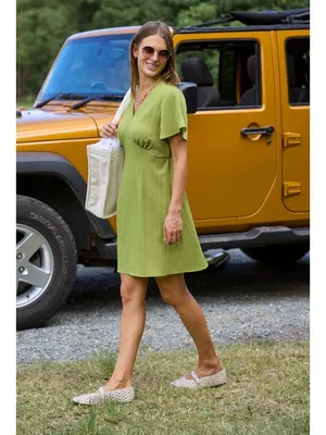 NWT Cupshe Green Flared Sleeve Mini Dress - Size: Small thumbnail 9