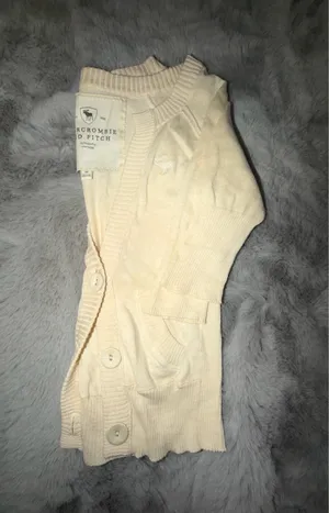 Abercrombie & Fitch Cream Button-Up Knit Cardigan thumbnail 4