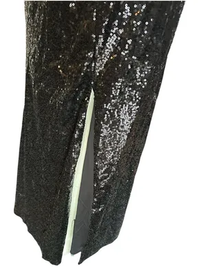 Monvelli Sequin Halter Open Back Slip Dress Black Size 2 NWT thumbnail 6