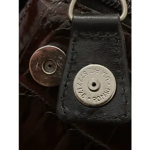 Brighton Vintage Croc Embossed Leather Shoulder Bag Brown Black Trapezoid Purse thumbnail 12
