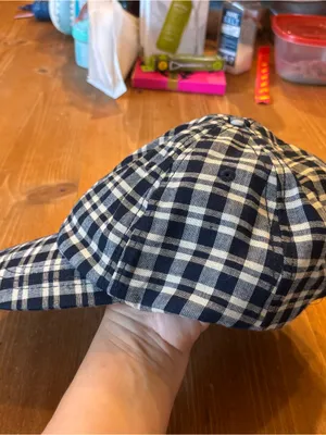 Draper James womens plaid adjustable baseball cap navy/white thumbnail 4