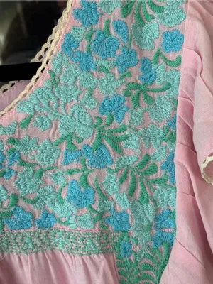 J. Marie embroidered midi dress floral oaxacan tiered ruffle linen pockets loose thumbnail 5