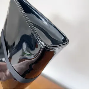 Dior • black patent leather cosmetic bag clutch pouch makeup case ribbon tie thumbnail 12