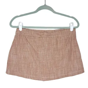 Free People Fitted Waist Straight Hem Plaid Big Dreams Mini Skort Size 4 Orange thumbnail 2