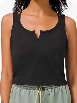 Lululemon Cropped Henley Tank Top Black size 4 thumbnail 1