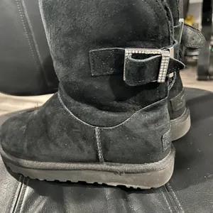 UGG Black Suede Winter Boots with Bling Buckle size 6 thumbnail 4