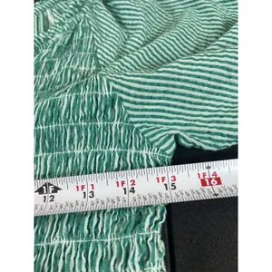 Sundance Smocked Button Maxi Dress S Green White Striped Tiered Cottage Boho thumbnail 13