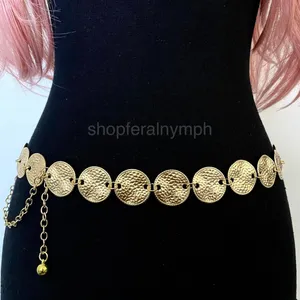 Gold Y2K Hammered Coin Disc Waist Chain Belt, Fits 17 to 39 Inches, X7GA1365 thumbnail 5