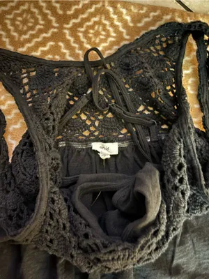 aerie Black Crocheted Top with Tank Lining thumbnail 5