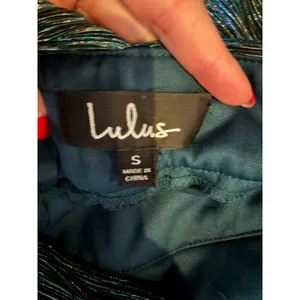 Lulus Ailey Skater Dress Women Small Teal Blue Gold Metallic Mini Party Prom thumbnail 10