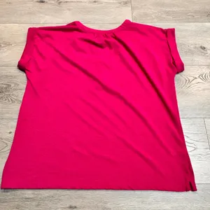 LOFT Loose Button Henley Top‎ Hot Pink Short Sleeve Casual Blouse Size Medium M thumbnail 2